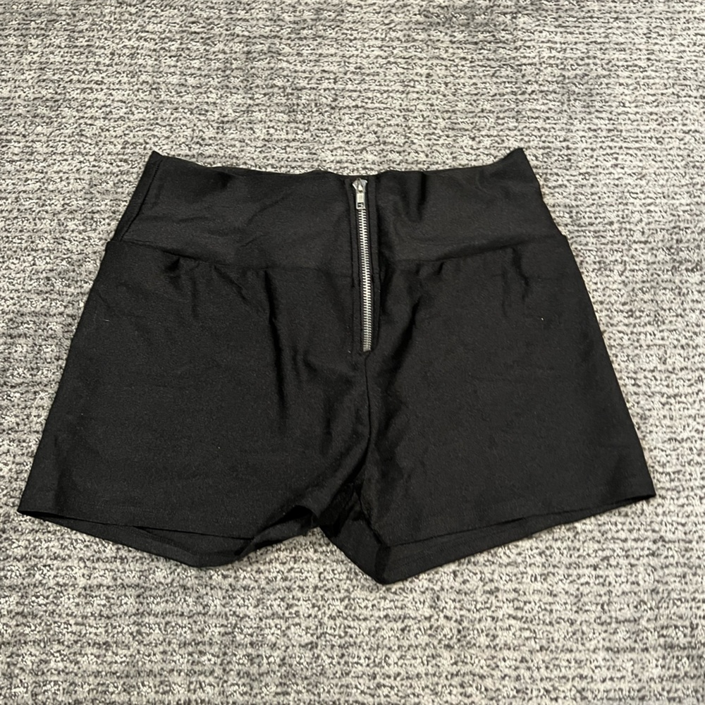 Iheartraves black spandex zipper shorts